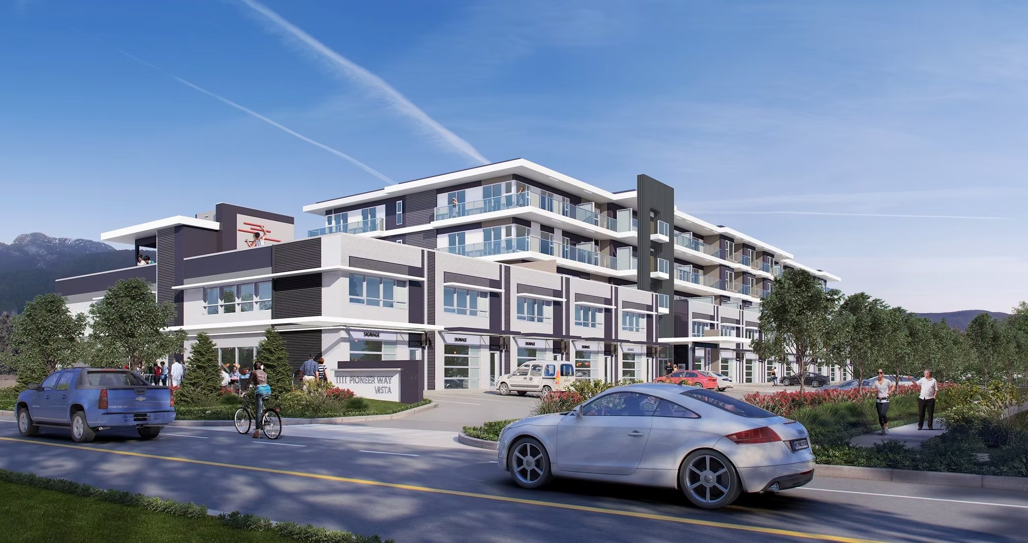 Rendering of the Pioneer Way rental and light industrial buildings